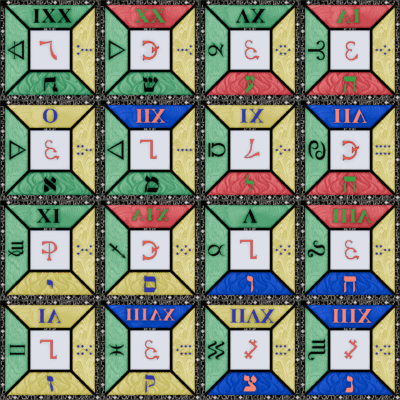 S1 AIr de Terre PACK 16 carrés énochiens - Les Veilleurs du Souffle Occulte
